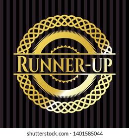 Runner-up gold badge or emblem. Vector Illustration. Detailed.