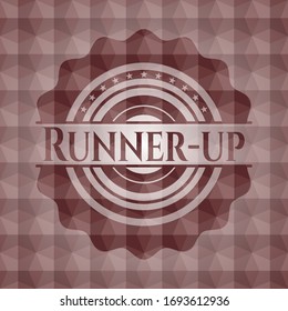Runner-up red seamless emblem with geometric pattern.