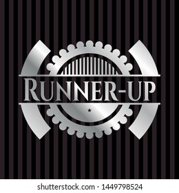 Runner-up silver emblem. Vector Illustration. Mosaic.
