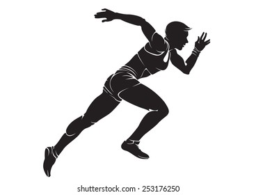 Runner-woman. Vector silhouette isolated on white 