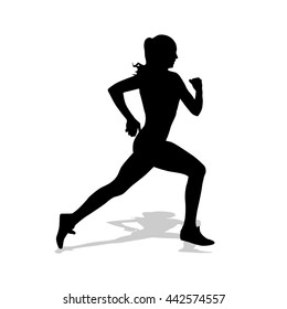 Runnig woman vector silhouette. 