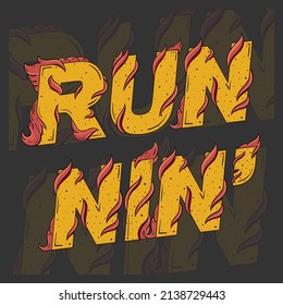 Runnin Text Vector Hand Drawing