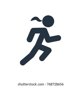 runnin woman icon on white background, fitness, sport