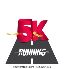 Running 5 K 3 D Vector Template Design Illustration