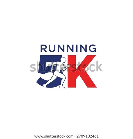 Running 5K Race Logo with Silhouette of Runner marathon Vector
