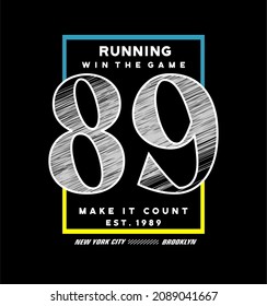 running 89 typography graphic vector illustration