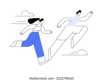 Running abstract concept vector illustration. Sports lifestyle, daily workout, training exercise, speed race, morning jogging, outdoor stadium, marathon athlete, track activity abstract metaphor.