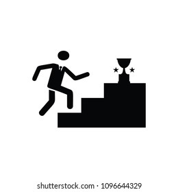 Running To Achieve Success Icon Black