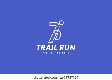 Running Across Mountain Trail Run Logo Design