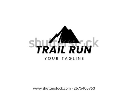 Running Across Mountain Trail Run Logo Design