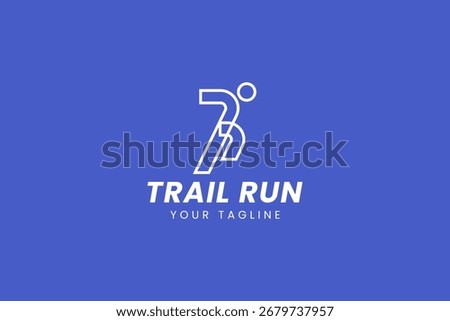 Running Across Mountain Trail Run Logo Design