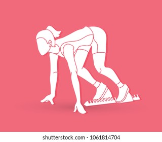 Running action, Marathon Runner, Start running graphic vector.