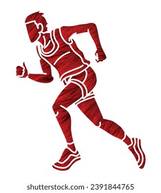 Running Action Movement Marathon Runner A Man Start Running Cartoon Sport Graphic Vector