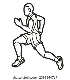 Running Action Movement Marathon Runner A Man Start Running Cartoon Sport Graphic Vector