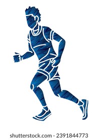 Running Action Movement Marathon Runner A Man Start Running Cartoon Sport Graphic Vector