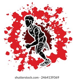 Running Action Movement Marathon Runner A Man Start Running Cartoon Sport Graphic Vector
