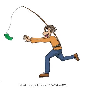 Running after the money, vector illustration