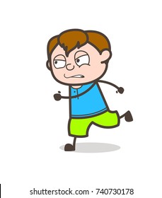 Running in Aggression - Cute Cartoon Boy Illustration