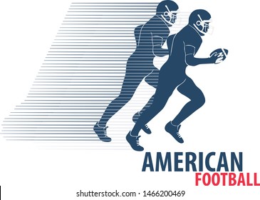 Running American football player logo silhouette. American football player, abstract vector silhouette, running man. American Football logo.