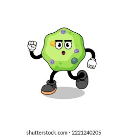 running amoeba mascot illustration , character design