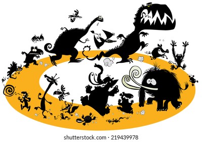 Running animal silhouettes in cycle.