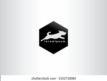 running animal symbol logo illustration with black hexagon concept design