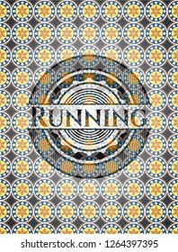Running arabesque emblem background. arabic decoration.