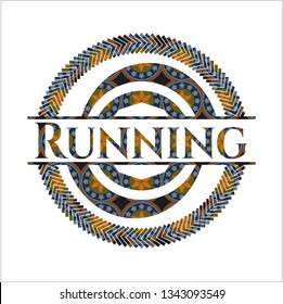 Running arabic style emblem. Arabesque decoration.