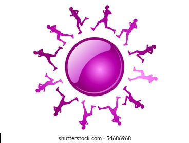 running around the purple ball