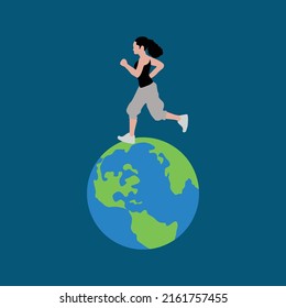 Running around the world vector illustration isolated