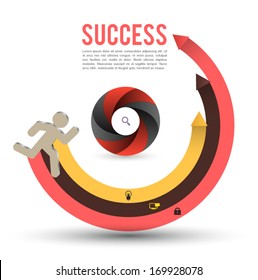 Running arrow step to success. can use for business concept, education diagram, brochure object.