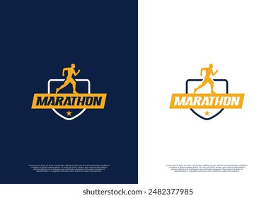 Running athlete emblem logo design