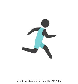 Running athlete icon in flat color style. Marathon triathlon competition Olympics Olympians sport