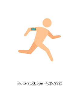 Running athlete icon in flat color style. Marathon triathlon competition sport