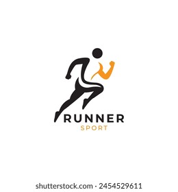 Diseño de logotipo de atleta de running, concepto de corredor de sprint o pista, Ilustración vectorial