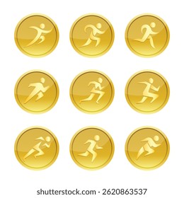 Running Athlete Medal Vector Illustration