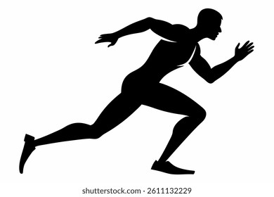 Running athlete in silhouette vector style, perfect for fitness, speed, and digital motion concepts on white background.