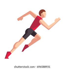 Running athlete, stylized geometric vector illustration. Modern flat style male sprint runner.