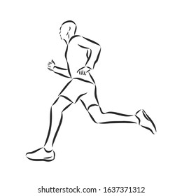 running athlete, vector sketch illustration