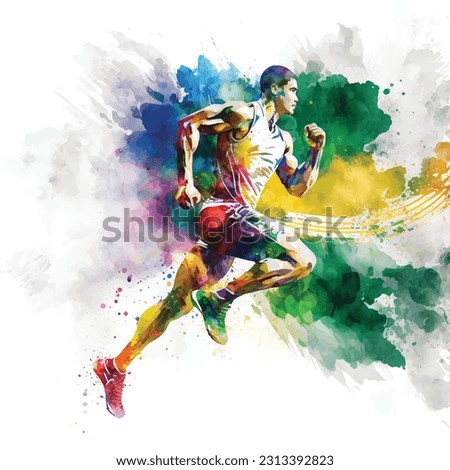 Running athlete watercolor painting ilustration