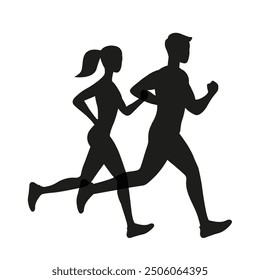 Running athletes. Vector illustration. Flat style.	