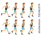 Running athletic man in tracksuit animation frame, sprite sequence vector illustration