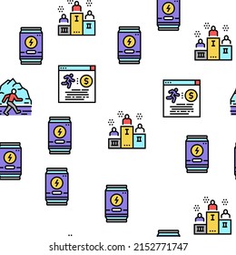 Running Athletic Sport Vector Seamless Pattern Thin Line Illustration