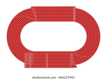Running athletics stadium vector track. Sport stadium for athletic competition, illustration of standard stadium with a running track
