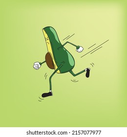 running avocado vector illustration. suitable for runner gift card.