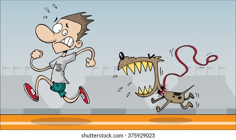 Running away from dog
