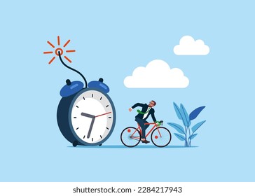 Huyendo de la bomba de cuenta regresiva. Ilustración vectorial moderna en estilo plano