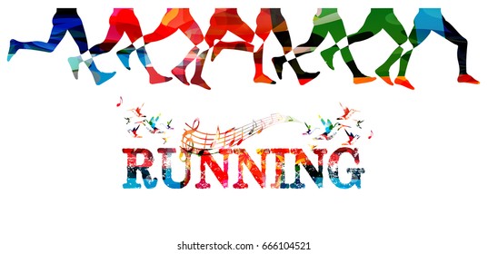 Running background with people silhouettes isolated. Sports, fitness, running, jogging, active people, training, recreational activity, people exercise vector illustration design