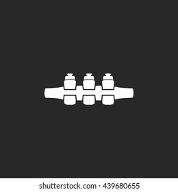 Running bag with water bottles sign simple icon on background