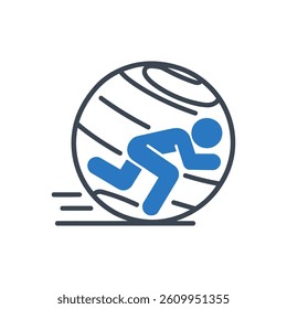 Running in Ball Icon On White Background